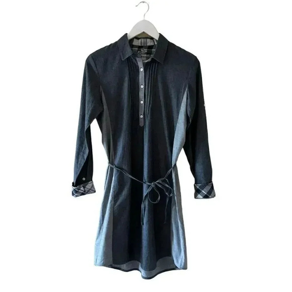 Kuhl Kiley Vintage Indigo Sail Blue Chambray Denim Tie Waist Dress SZ S #1848 - Picture 6 of 16